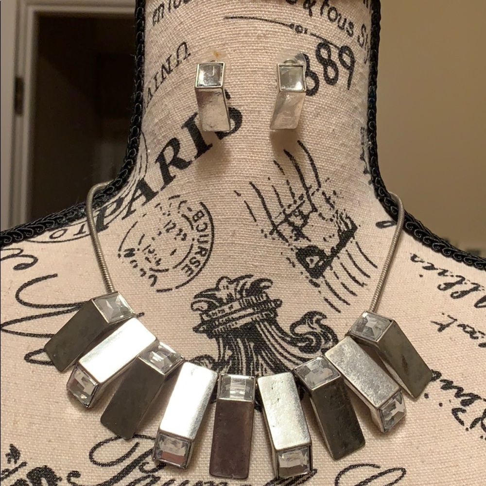 Charming Charlie Silver Necklace and Earring Set